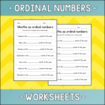 Preview of Ordinal Numbers - Months and Days - Calendar Worksheets - Test Prep - Sub Plan