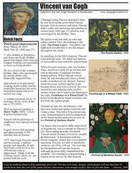 Preview of 1 Page Artist/Slides: Vincent van Gogh