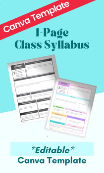 Preview of 1-Page Class Syllabus (EDITABLE CANVA TEMPLATE)