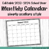 1-Page Editable Monthly Calendar 22-23 SY Simply Scallops Style