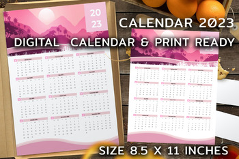 Preview of 1 Page Wall Calendar 2023 size 8.5 x 11 inches Digital Calendar & Print Ready
