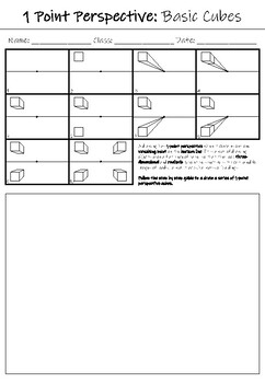 Preview of 1 Point Perspective: Basic Cubes (Step by Step Printable A4 Worksheet)