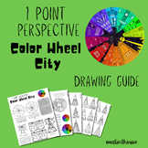 1 Point Perspective Color Wheel Cityscape drawing handout