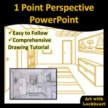 one point perspective kitchen drawing