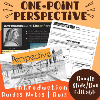 Preview of 1-Point Perspective Introduction | Guided Notes | Quiz