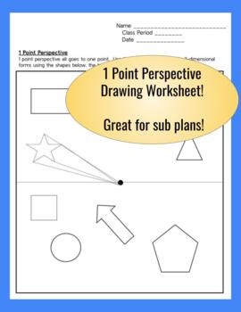 Preview of 1 Point Perspective Worksheet for Drawing