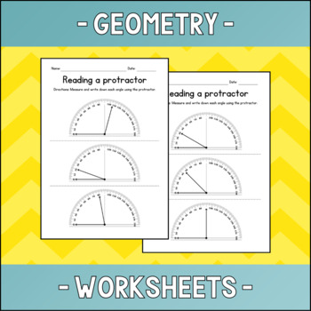Preview of Reading a Protractor - Geometry Worksheets - Sub Plan - Test Prep - Assessment