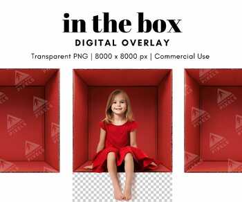 Preview of 1 Red Cardboard Box Photo Template, PNG File, In The Box, Photoshop Overlay