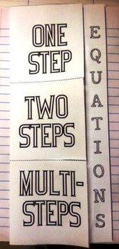 Preview of 1 Step, 2 Step and Multi-Step Algebraic Equations Foldable