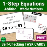 1-Step ADDITION Equations WHOLE NUMBERS Self Checking Task