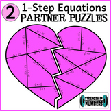 1-Step Equations Partner Mini-Puzzles for Display Valentin
