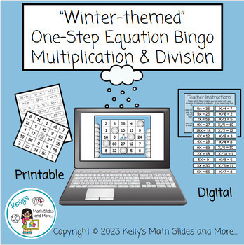 Preview of 1-Step Equation Bingo/Multiply & Divide -Winter-themed Math-Digital & Printable