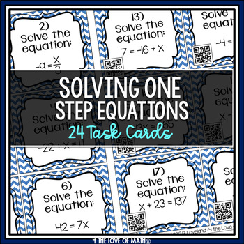 Preview of Free One Step Equations: 24 QR Code Task Cards