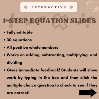 Preview of 1-Step Equations Interaction Google Slides