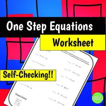 Preview of 1 Step  Equations - SELF CHECKING!!!