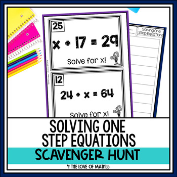 Preview of One Step Equations Activity: Scavenger Hunt