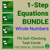 1-Step Equations with WHOLE NUMBERS Self-Checking Task Car