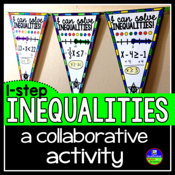 Preview of 1-Step Inequalities Math Pennant Activity