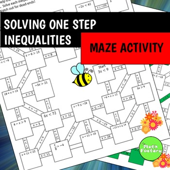 Preview of One Step Inequalities Maze Activity