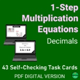 1-Step MULTIPLICATION Equations with DECIMALS Self-Checkin