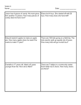 Preview of 1 Step Story Problems - All Operations (14 different worksheets!)