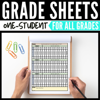 Preview of 1-Student Grade Sheets Editable Grade Sheets for Single Student