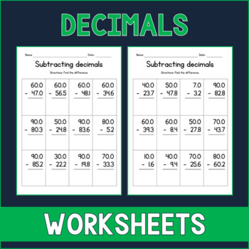 Preview of Subtracting 1-Digit Decimals from Round Numbers - Subtraction in Columns