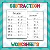 Subtracting 1-Digit from 2-Digit Numbers - Subtraction Wor