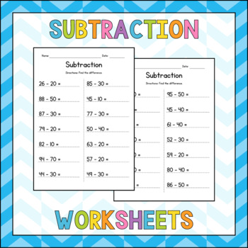 subtract whole numbers worksheet teaching resources tpt