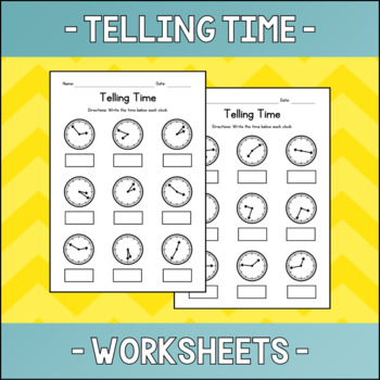 Telling Time (1 minute intervals) - Analog Clocks Worksheets - No Prep