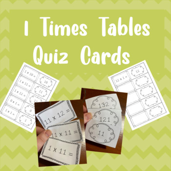 Preview of 1 Times Tables Quiz Cards