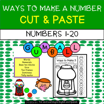 Preview of Ways To Make A Number 1-20 - Cut & Paste w/ Digital Option  - Distance Learning