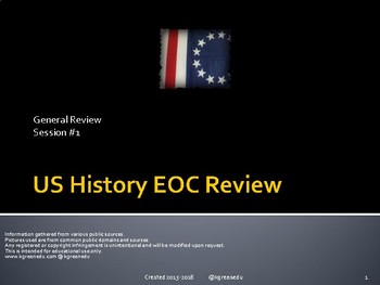 Preview of 1) US History End of Course Review #1 PDF Version (Colonies-1914)