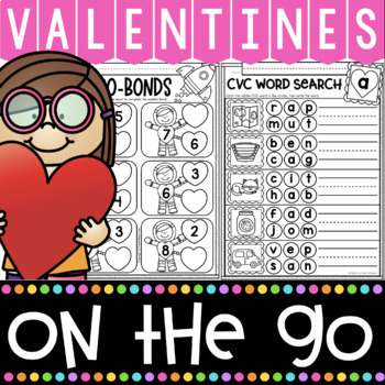Preview of Valentines Day Kindergarten Literacy and Math Printables Pack