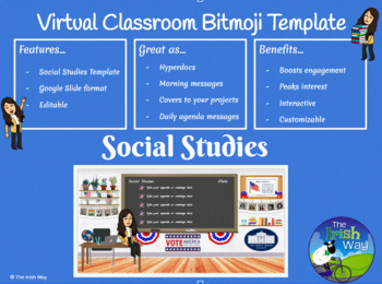 Preview of 1 Virtual Classroom Template - Social Studies - Distance Learning - Google Slide