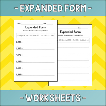 Preview of Writing 4-Digit Numbers in Expanded Form - Place Value Worksheets - Test Prep