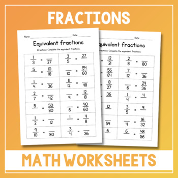 Preview of Writing Equivalent Fractions - Math Worksheets - Test Prep - Sub Plan