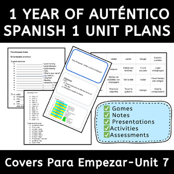 Preview of 1 Year of Auténtico (Spanish 1) Unit Plans