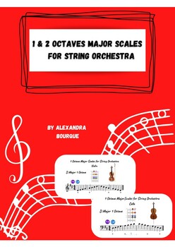 Preview of 1 & 2 octaves Major Scales Booklet + Score for Middle and High School Orchestra!