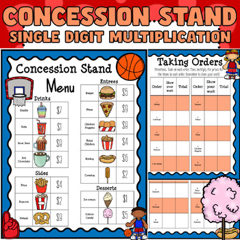 Preview of March Madness Math Concession Stand: Single-Digit Multiplication