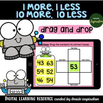 Preview of 1 less 1 more 10 less 10 more two-digit numbers place value Google Slides