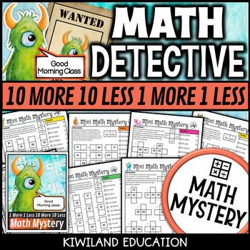 Preview of 10 more 10 less 1 more 1 less Mini Math Mystery Hundred Charts Chunks & Puzzles