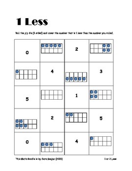 Preview of 1 or 2 Less Math Station