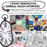 1 point perspective surreal room interior