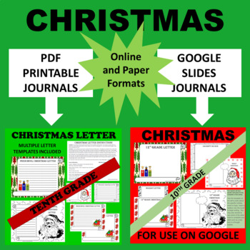 Preview of 10th Tenth Grade Sophomore Christmas Writing - Google & Paper Combo Bundle