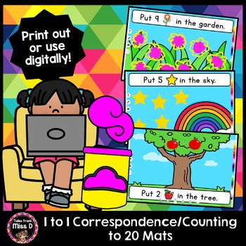 Preview of 1 to 1 Correspondence - Counting to 20 Mats - Distance Learning