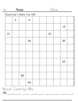 1 to 100 Grid, Skip Counting, 100 Chart, Number Sense, Math Basics