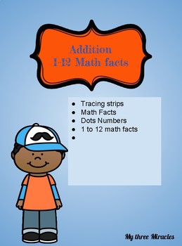 Preview of numbers 1 to 12 Math dots Addition Facts Tracing, Math Center Activity print