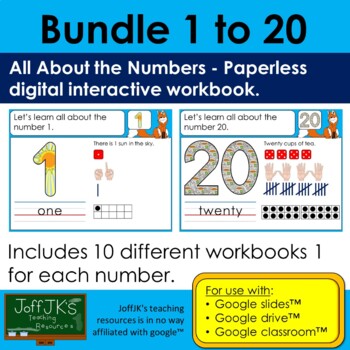 Preview of 1 to 20 All About the Numbers Bundle - Digital Interactive Workbook