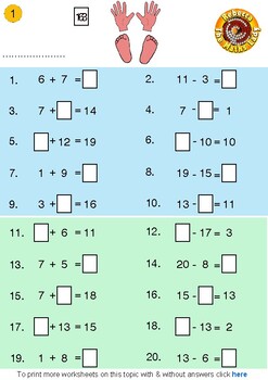 Preview of 1 to 20 add & subtract (inc. missing nos.)